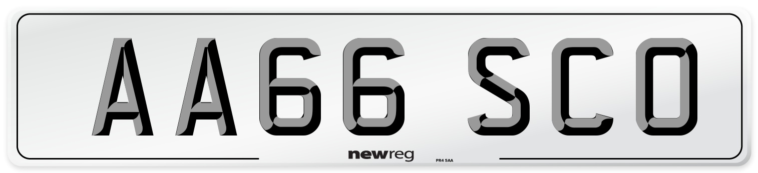 AA66 SCO Number Plate from New Reg